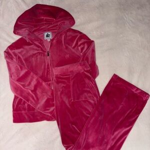 Juicy Couture Pink Velour Hoodie and Pants Set